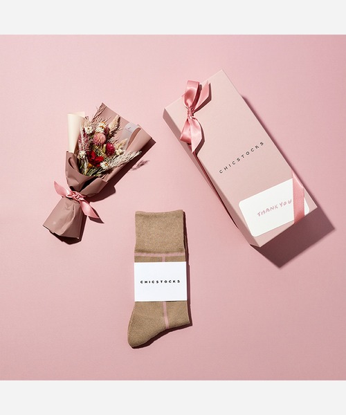 CHICSTOCKS（シックストックス）の「母の日限定　ブーケ付き1足セット（ソックス/靴下・レディース・ネイビー/アイボリー/スモークピンク/ラベンダー・SMALL）」の14枚目の写真