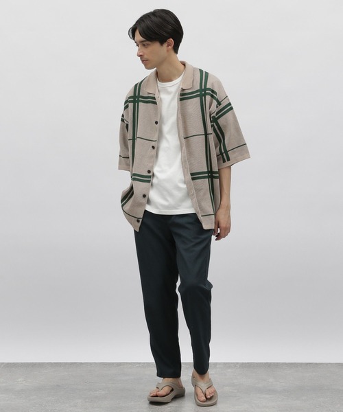 LAKOLE（ラコレ）の「チェックガラニット半袖シャツ / 704945（ニット/セーター・メンズ・ベージュ/チャコールグレー/ブルー・MEDIUM/LARGE）」の10枚目の写真