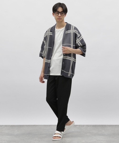 LAKOLE（ラコレ）の「チェックガラニット半袖シャツ / 704945（ニット/セーター・メンズ・ベージュ/チャコールグレー/ブルー・MEDIUM/LARGE）」の16枚目の写真