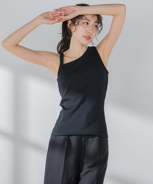 VICKY（ビッキー）の「【大人女子のための優秀タンク】パット付アシメリブ《洗濯機で洗える》（キャミソール・レディース・ブラック/ホワイト/ベージュ・M）」の8枚目の写真