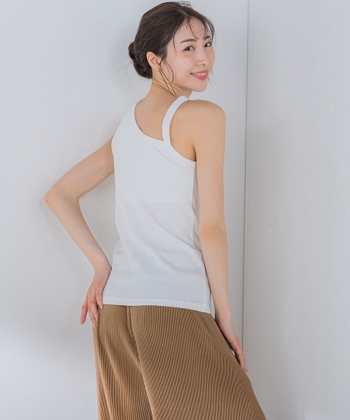 VICKY（ビッキー）の「【大人女子のための優秀タンク】パット付アシメリブ《洗濯機で洗える》（キャミソール・レディース・ブラック/ホワイト/ベージュ・M）」の7枚目の写真