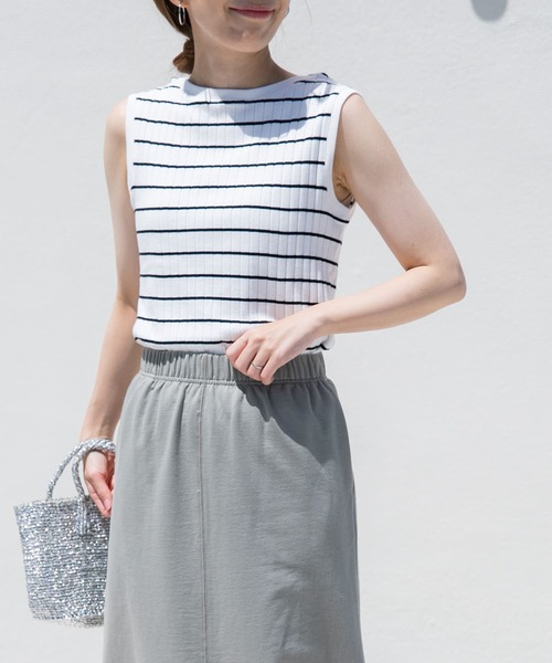 URBAN RESEARCH DOORS（アーバンリサーチドアーズ）の「針抜きノースリーブカットソー（Tシャツ/カットソー・レディース・オフホワイト/ホワイト系その他/ブラック/イエロー系その他・MEDIUM）」の3枚目の写真