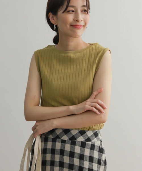 URBAN RESEARCH DOORS（アーバンリサーチドアーズ）の「針抜きノースリーブカットソー（Tシャツ/カットソー・レディース・オフホワイト/ホワイト系その他/ブラック/イエロー系その他・MEDIUM）」の4枚目の写真