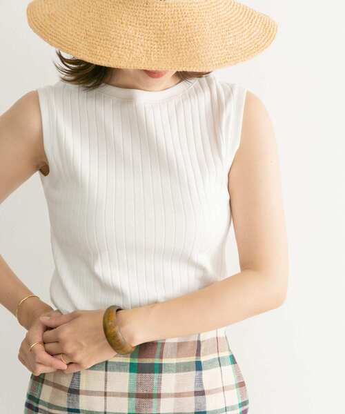 URBAN RESEARCH DOORS（アーバンリサーチドアーズ）の「針抜きノースリーブカットソー（Tシャツ/カットソー・レディース・オフホワイト/ホワイト系その他/ブラック/イエロー系その他・MEDIUM）」の2枚目の写真