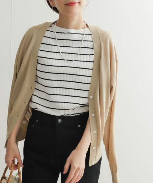 URBAN RESEARCH DOORS（アーバンリサーチドアーズ）の「針抜きノースリーブカットソー（Tシャツ/カットソー・レディース・オフホワイト/ホワイト系その他/ブラック/イエロー系その他・MEDIUM）」の6枚目の写真