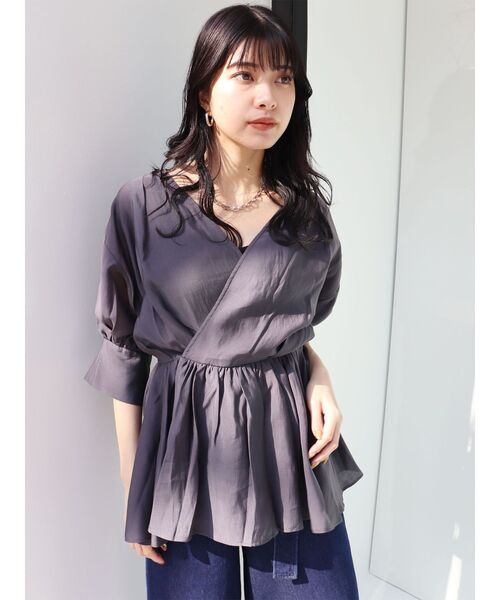 MURUA(ムルーア)の「シアーカシュクールシャツ(シャツ/ブラウス・レディース・ホワイト/ダークグレー/ライトグレー・FREE)」の17枚目の写真