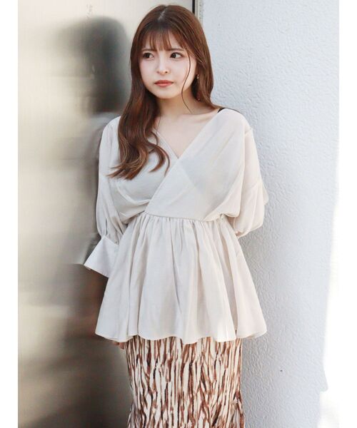 MURUA(ムルーア)の「シアーカシュクールシャツ(シャツ/ブラウス・レディース・ホワイト/ダークグレー/ライトグレー・FREE)」の10枚目の写真