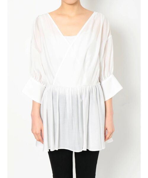 MURUA(ムルーア)の「シアーカシュクールシャツ(シャツ/ブラウス・レディース・ホワイト/ダークグレー/ライトグレー・FREE)」の9枚目の写真