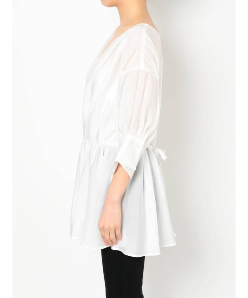 MURUA(ムルーア)の「シアーカシュクールシャツ(シャツ/ブラウス・レディース・ホワイト/ダークグレー/ライトグレー・FREE)」の5枚目の写真