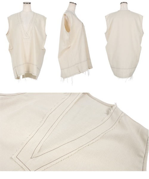 KOBE LETTUCE（コウベレタス）の「ステッチベスト（ベスト・レディース・ブラック/アイボリー/ブラウン・FREE）」の4枚目の写真