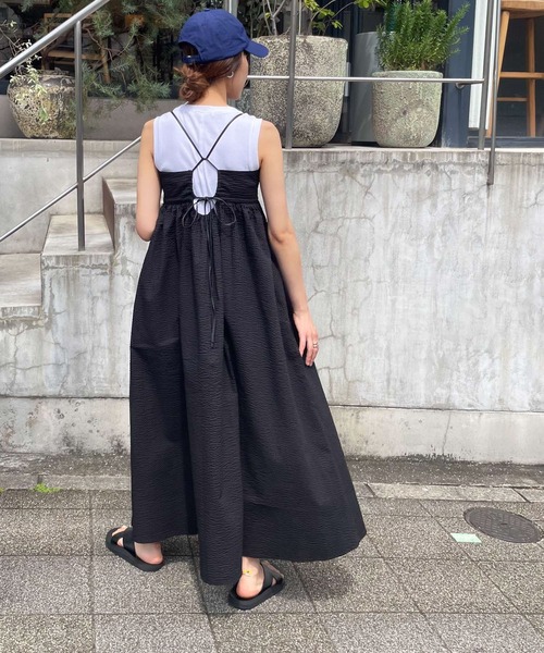 CANAL JEAN（キャナルジーン）の「RED CHOP WORKS(レッドチョップワークス) ギャザーキャミワンピース（ワンピース・レディース・ブラック・ONE SIZE）」の19枚目の写真
