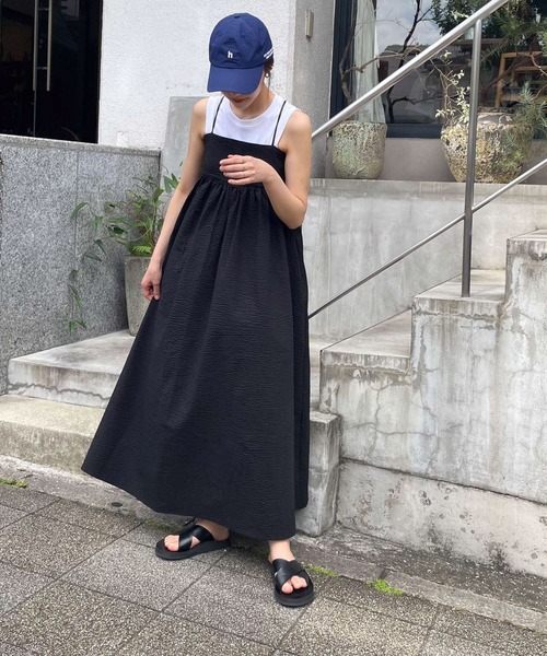 CANAL JEAN（キャナルジーン）の「RED CHOP WORKS(レッドチョップワークス) ギャザーキャミワンピース（ワンピース・レディース・ブラック・ONE SIZE）」の20枚目の写真