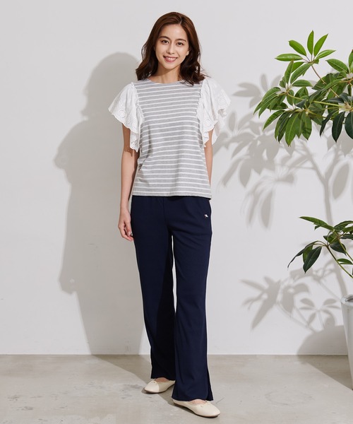 Arnold Palmer(アーノルドパーマー)の「袖レース フレンチスリーブ ボーダー Tシャツ(Tシャツ/カットソー・レディース・グレー系/ネイビー系/ベージュ系・L/S/M)」の11枚目の写真