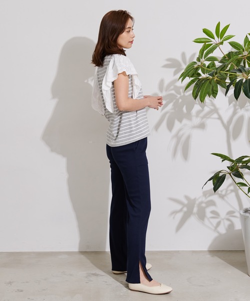 Arnold Palmer(アーノルドパーマー)の「袖レース フレンチスリーブ ボーダー Tシャツ(Tシャツ/カットソー・レディース・グレー系/ネイビー系/ベージュ系・L/S/M)」の12枚目の写真