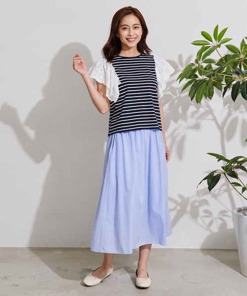 Arnold Palmer(アーノルドパーマー)の「袖レース フレンチスリーブ ボーダー Tシャツ(Tシャツ/カットソー・レディース・グレー系/ネイビー系/ベージュ系・L/S/M)」の18枚目の写真