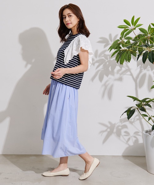 Arnold Palmer(アーノルドパーマー)の「袖レース フレンチスリーブ ボーダー Tシャツ(Tシャツ/カットソー・レディース・グレー系/ネイビー系/ベージュ系・L/S/M)」の19枚目の写真