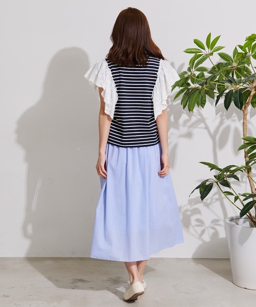 Arnold Palmer(アーノルドパーマー)の「袖レース フレンチスリーブ ボーダー Tシャツ(Tシャツ/カットソー・レディース・グレー系/ネイビー系/ベージュ系・L/S/M)」の20枚目の写真