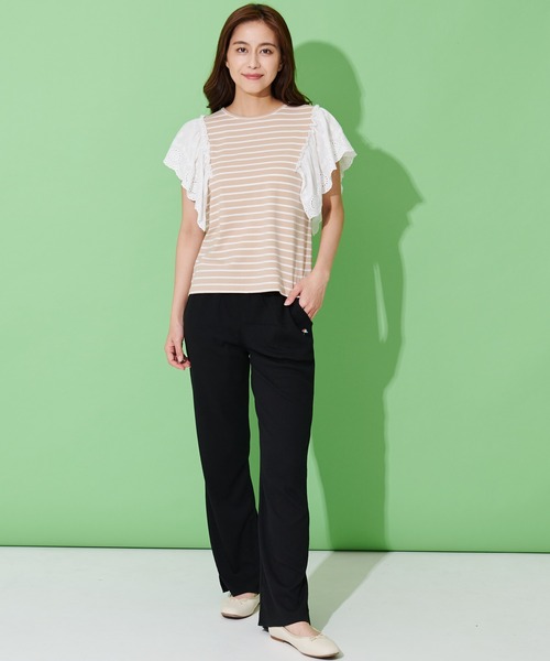 Arnold Palmer(アーノルドパーマー)の「袖レース フレンチスリーブ ボーダー Tシャツ(Tシャツ/カットソー・レディース・グレー系/ネイビー系/ベージュ系・L/S/M)」の14枚目の写真