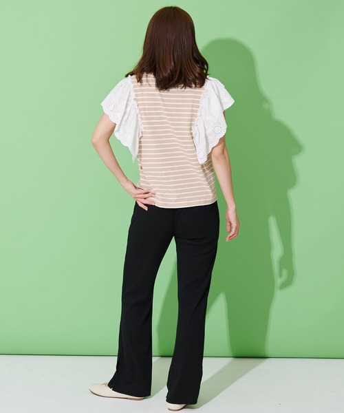 Arnold Palmer(アーノルドパーマー)の「袖レース フレンチスリーブ ボーダー Tシャツ(Tシャツ/カットソー・レディース・グレー系/ネイビー系/ベージュ系・L/S/M)」の16枚目の写真