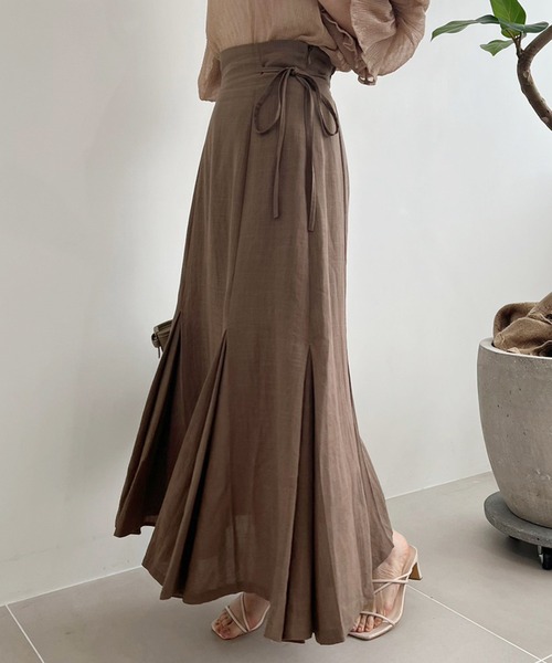 one after another NICE CLAUP（ワンアフターアナザーナイスクラップ）の「【S/Mサイズ】サイドリボンマーメイドスカート（スカート・レディース・ブラック/ピンク/モカ/ドット・SMALL/MEDIUM）」の2枚目の写真