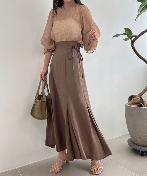 one after another NICE CLAUP（ワンアフターアナザーナイスクラップ）の「【S/Mサイズ】サイドリボンマーメイドスカート（スカート・レディース・ブラック/ピンク/モカ/ドット・SMALL/MEDIUM）」の17枚目の写真