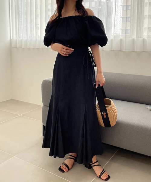 one after another NICE CLAUP（ワンアフターアナザーナイスクラップ）の「【S/Mサイズ】サイドリボンマーメイドスカート（スカート・レディース・ブラック/ピンク/モカ/ドット・SMALL/MEDIUM）」の6枚目の写真