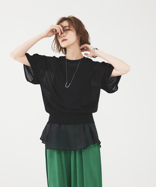 abahouse mavie（アバハウスマヴィ）の「シアーニットプルオーバー（ニット/セーター・レディース・アイボリー/ブラック/ピンク/ダークオレンジ・フリー）」の17枚目の写真