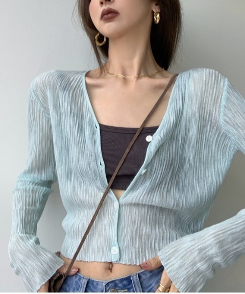 Achic（アシック）の「薄手Vネックニットカーディガン ショート丈 UVカット アイスシルク長袖（カーディガン/ボレロ・レディース・ホワイト/ブラック/ライトブルー/ピンク系その他・M）」の19枚目の写真