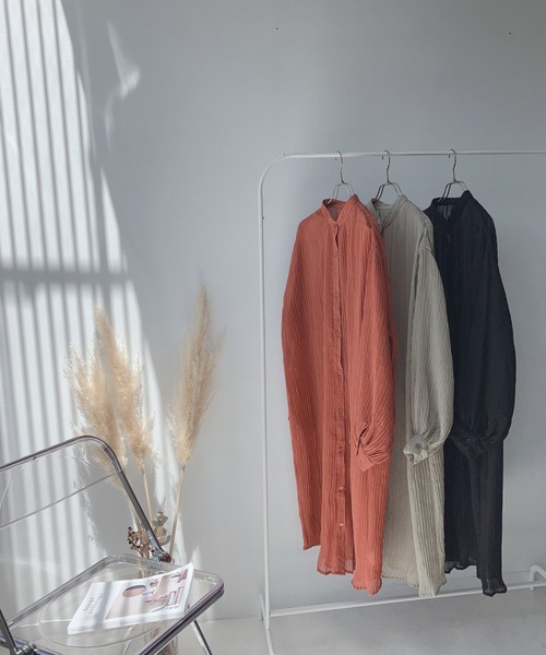 AS KNOW AS plus（アズノゥアズプラス）の「〇シアーワッシャーシャツワンピース（ワンピース・レディース・カーキ/ブラック/オレンジ・FREE）」の7枚目の写真