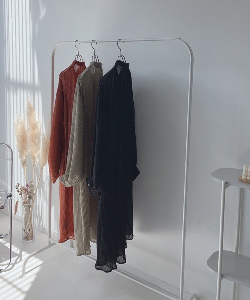 AS KNOW AS plus（アズノゥアズプラス）の「〇シアーワッシャーシャツワンピース（ワンピース・レディース・カーキ/ブラック/オレンジ・FREE）」の9枚目の写真