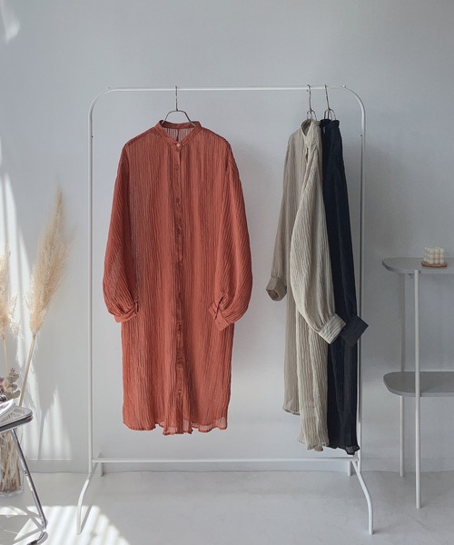 AS KNOW AS plus（アズノゥアズプラス）の「〇シアーワッシャーシャツワンピース（ワンピース・レディース・カーキ/ブラック/オレンジ・FREE）」の14枚目の写真