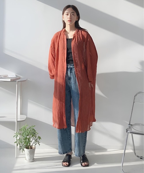 AS KNOW AS plus（アズノゥアズプラス）の「〇シアーワッシャーシャツワンピース（ワンピース・レディース・カーキ/ブラック/オレンジ・FREE）」の10枚目の写真