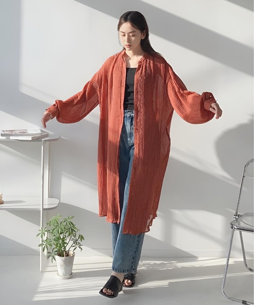 AS KNOW AS plus（アズノゥアズプラス）の「〇シアーワッシャーシャツワンピース（ワンピース・レディース・カーキ/ブラック/オレンジ・FREE）」の11枚目の写真