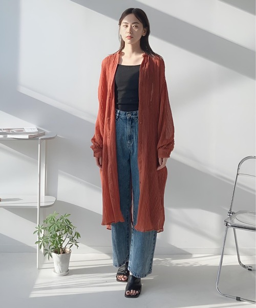 AS KNOW AS plus（アズノゥアズプラス）の「〇シアーワッシャーシャツワンピース（ワンピース・レディース・カーキ/ブラック/オレンジ・FREE）」の12枚目の写真