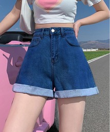 ハイウエストAラインミニジーパン