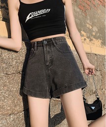 ハイウエストAラインミニジーパン