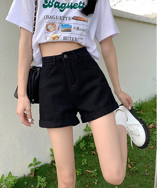 MAISON DE THERESE（メゾン ド テレーズ）の「ハイウエストAラインミニジーパン（デニムパンツ・レディース・ホワイト/ブルー/ブラック/ライトブルー/ブラック系/ダークグレー・L/M/S/XL）」の19枚目の写真