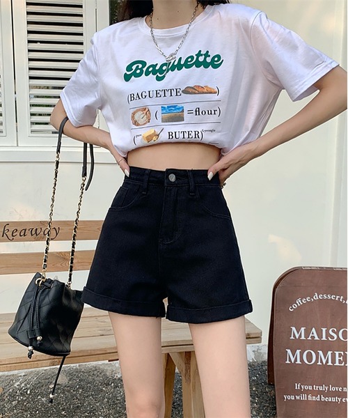 MAISON DE THERESE（メゾン ド テレーズ）の「ハイウエストAラインミニジーパン（デニムパンツ・レディース・ホワイト/ブルー/ブラック/ライトブルー/ブラック系/ダークグレー・L/M/S/XL）」の20枚目の写真