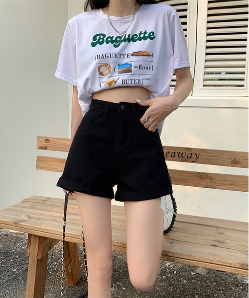 MAISON DE THERESE（メゾン ド テレーズ）の「ハイウエストAラインミニジーパン（デニムパンツ・レディース・ホワイト/ブルー/ブラック/ライトブルー/ブラック系/ダークグレー・L/M/S/XL）」の21枚目の写真