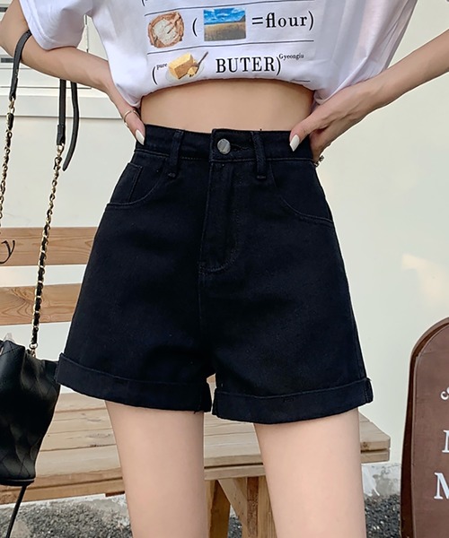 MAISON DE THERESE（メゾン ド テレーズ）の「ハイウエストAラインミニジーパン（デニムパンツ・レディース・ホワイト/ブルー/ブラック/ライトブルー/ブラック系/ダークグレー・L/M/S/XL）」の15枚目の写真