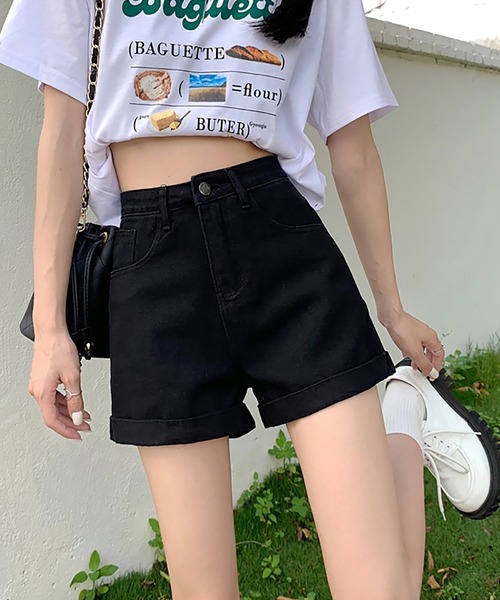 MAISON DE THERESE（メゾン ド テレーズ）の「ハイウエストAラインミニジーパン（デニムパンツ・レディース・ホワイト/ブルー/ブラック/ライトブルー/ブラック系/ダークグレー・L/M/S/XL）」の17枚目の写真