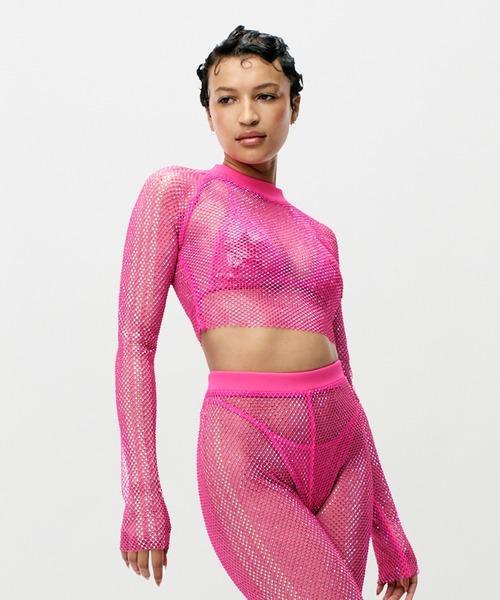 アディダス　メッシュ　トップス　新品タグ付き adidas（アディダス）の「クリスタル メッシュ カバーアップトップ