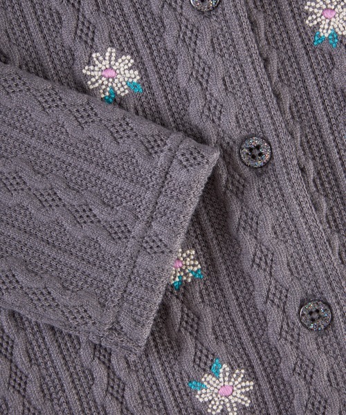 trois lapins kp（トロワラパンケーピー）の「ケーブルジャガードカーディガン(110~160cm)（カーディガン/ボレロ・キッズ・マスタード/チャコールグレー・160cm/130cm/140cm/120cm/150cm/110cm）」の9枚目の写真