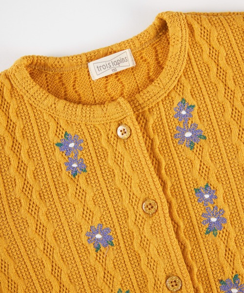 trois lapins kp（トロワラパンケーピー）の「ケーブルジャガードカーディガン(110~160cm)（カーディガン/ボレロ・キッズ・マスタード/チャコールグレー・160cm/130cm/140cm/120cm/150cm/110cm）」の12枚目の写真