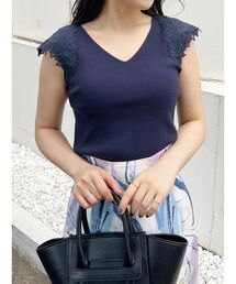 MERCURYDUO | 2WAYショルダーカットワーク刺繍ニット(ニット/セーター)