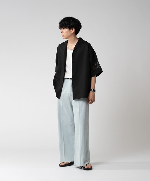 SELLE GLANT(セレグランテ)の「ARM LACE SWITCH SHIRT/アームレースキリカエシャツ(シャツ/ブラウス・メンズ・オフホワイト/ブラック・MEDIUM/LARGE)」の17枚目の写真