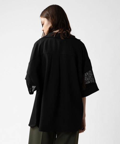 SELLE GLANT(セレグランテ)の「ARM LACE SWITCH SHIRT/アームレースキリカエシャツ(シャツ/ブラウス・メンズ・オフホワイト/ブラック・MEDIUM/LARGE)」の5枚目の写真