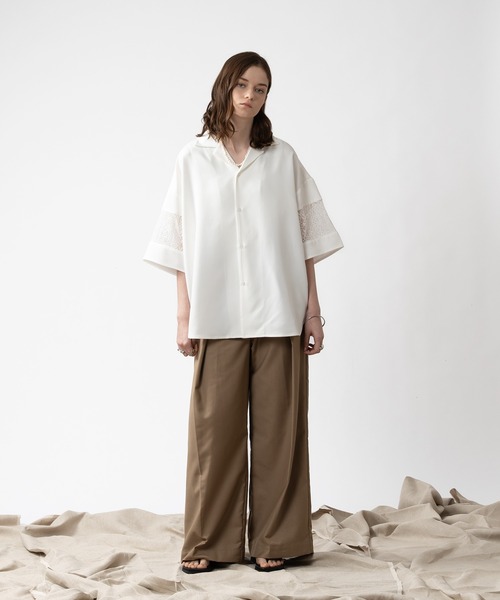 SELLE GLANT(セレグランテ)の「ARM LACE SWITCH SHIRT/アームレースキリカエシャツ(シャツ/ブラウス・メンズ・オフホワイト/ブラック・MEDIUM/LARGE)」の12枚目の写真