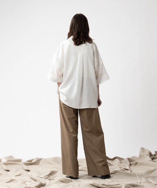 SELLE GLANT(セレグランテ)の「ARM LACE SWITCH SHIRT/アームレースキリカエシャツ(シャツ/ブラウス・メンズ・オフホワイト/ブラック・MEDIUM/LARGE)」の14枚目の写真