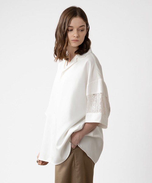 SELLE GLANT(セレグランテ)の「ARM LACE SWITCH SHIRT/アームレースキリカエシャツ(シャツ/ブラウス・メンズ・オフホワイト/ブラック・MEDIUM/LARGE)」の10枚目の写真